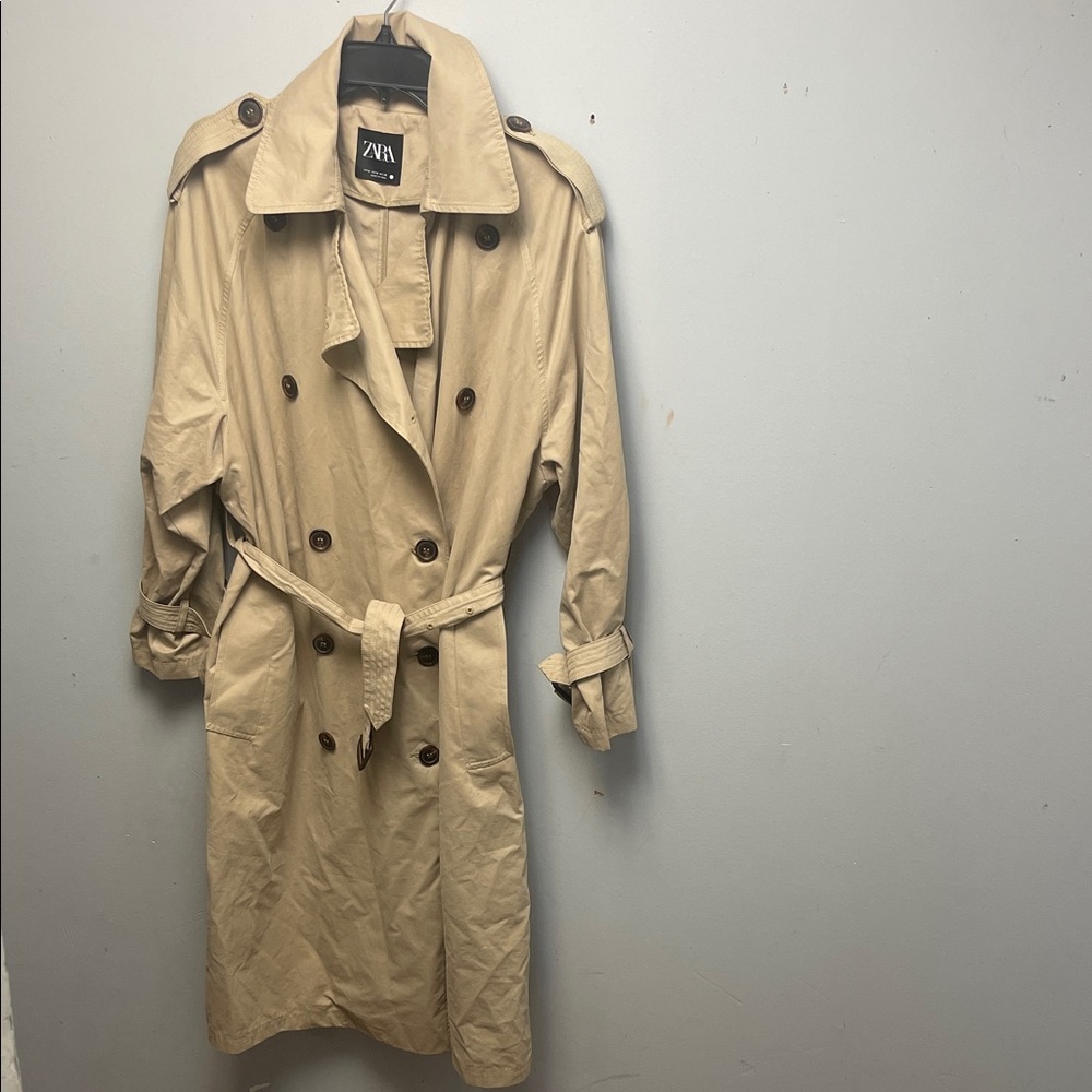 Zara Beige Double-Breasted Coat